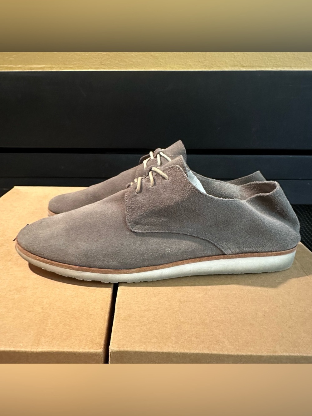 Nisolo Men's Gray Suede Derby Shoes
